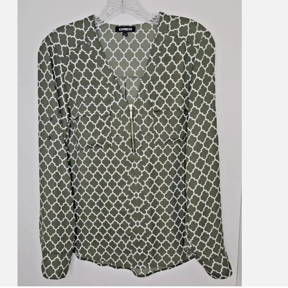 Women's Express Long Sleeve Zip Front Blouse - Size Small